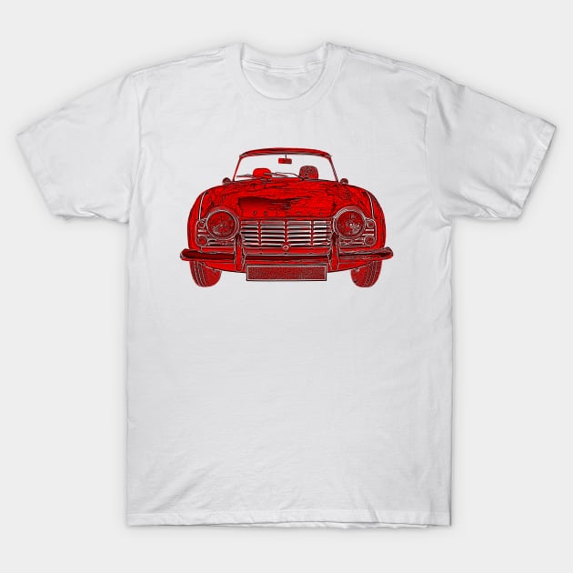 Triumph TR4 classic car red inversion T-Shirt by soitwouldseem